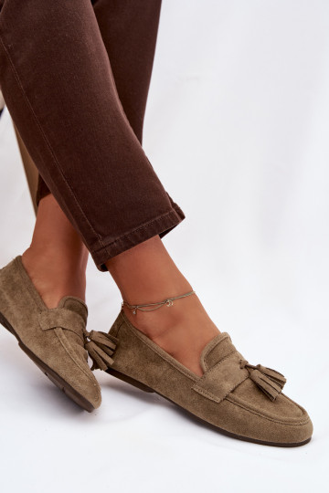 Women's Flat Loafers with Fringes Green Marilisse