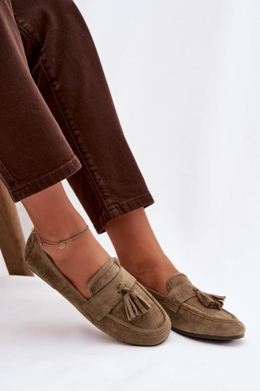 Women's Flat Loafers with Fringes Green Marilisse