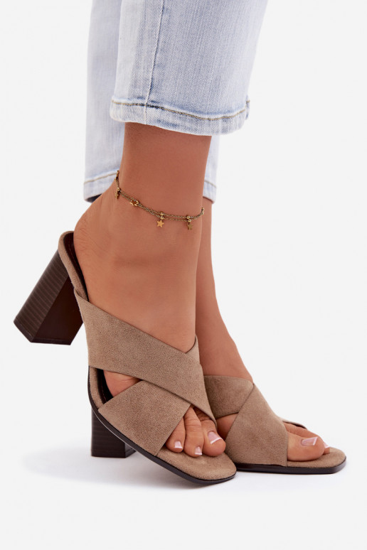 Women's Block Heel Dark Beige Denessa