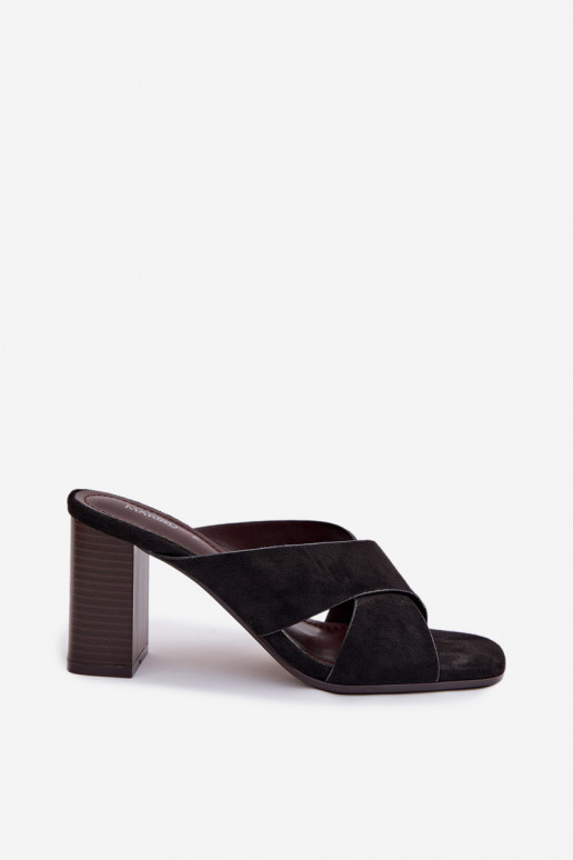 Women's Block Heel Black Sandals Denessa