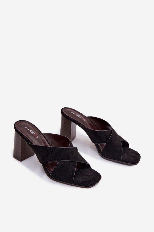 Women's Block Heel Black Sandals Denessa