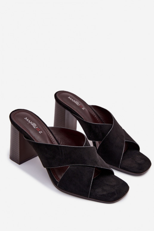 Klapki Damskie Na Słupku Czarne Denessa