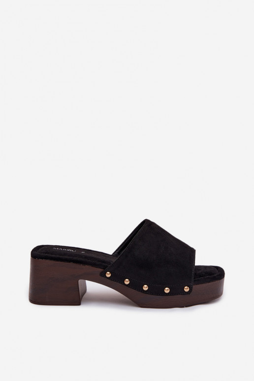 Women's Block Heel Sandals With Gold Buckles Black Davessa