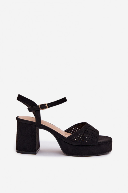 Women's Block Heel Sandals With Eco Suede Black Iserelle