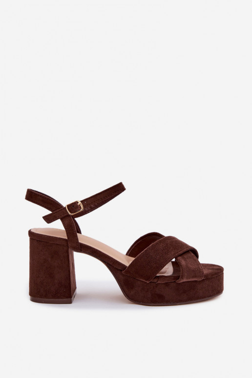 Women's Block Heel Chocolate Sandals Janelia
