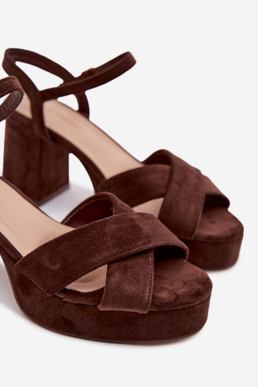 Women's Block Heel Chocolate Sandals Janelia