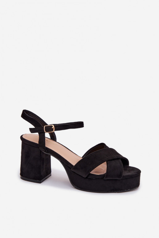 Sandały Damskie Na Słupku Czarne Janelia