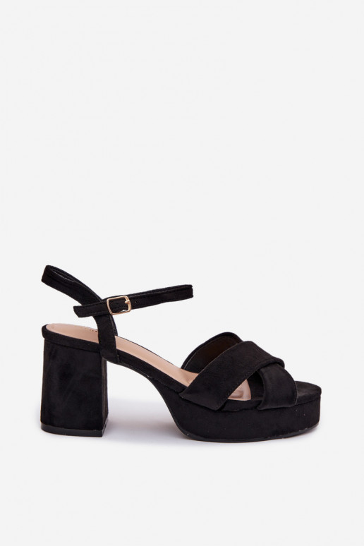 Women's Block Heel Black Sandals Janelia