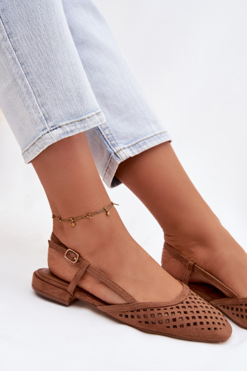 Aperture Ballerinas From Eco Suede Camel Farivelle