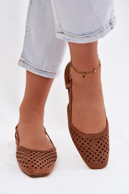 Aperture Ballerinas From Eco Suede Camel Farivelle