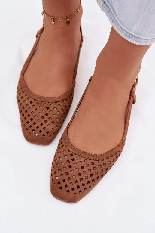 Aperture Ballerinas From Eco Suede Camel Farivelle