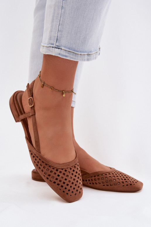 Aperture Ballerinas From Eco Suede Camel Farivelle