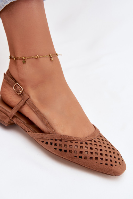 Aperture Ballerinas From Eco Suede Camel Farivelle