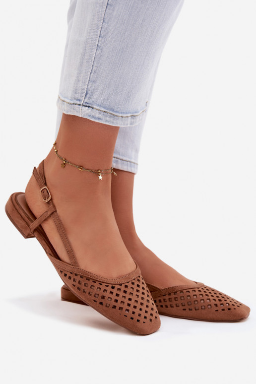 Aperture Ballerinas From Eco Suede Camel Farivelle