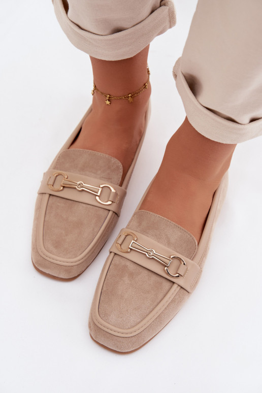 Women's Loafers with Decoration Beige Palerina