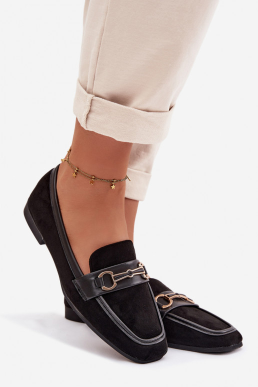 Women's Loafers Moccasins with Decoration Black Palerina
