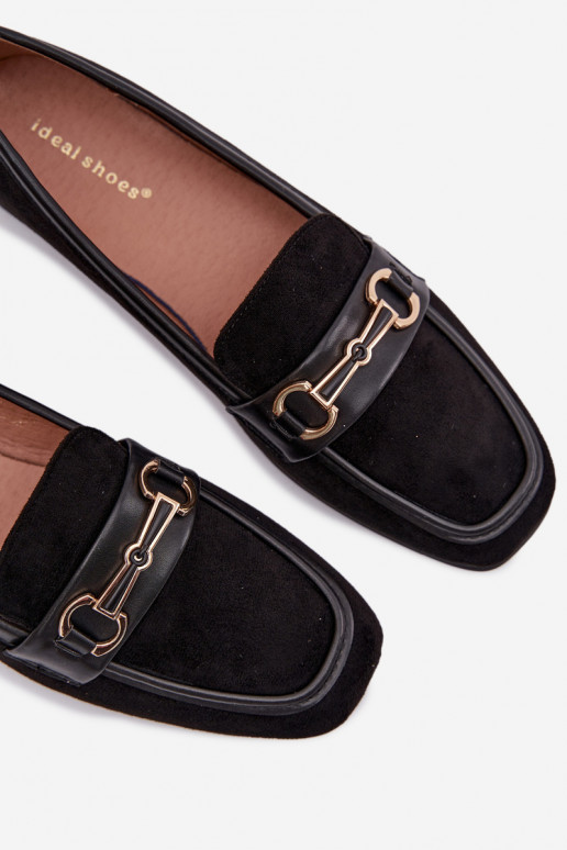 Women's Loafers Moccasins with Decoration Black Palerina