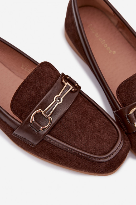 Loafersy Mokasyny DamskiewithOzdobą Brązowe Palerina