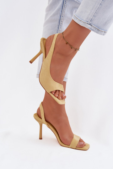 Women's High Heel Sandals Made of Eco Suede Yellow Calvoria