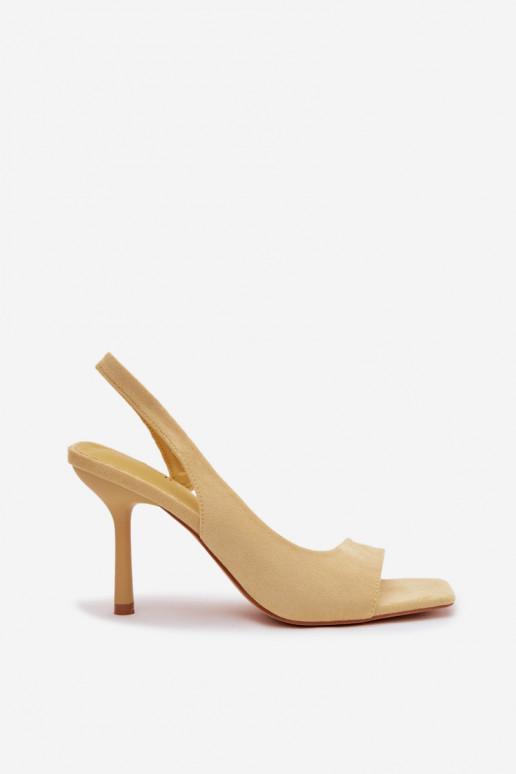 Women's High Heel Sandals Made of Eco Suede Yellow Calvoria