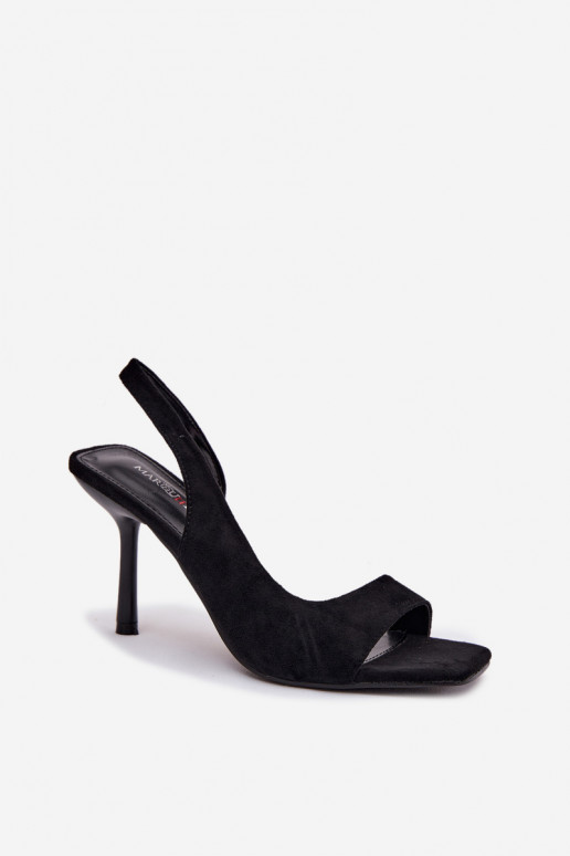 Women's High Heel Sandals Made of Eco Suede Black Calvoria