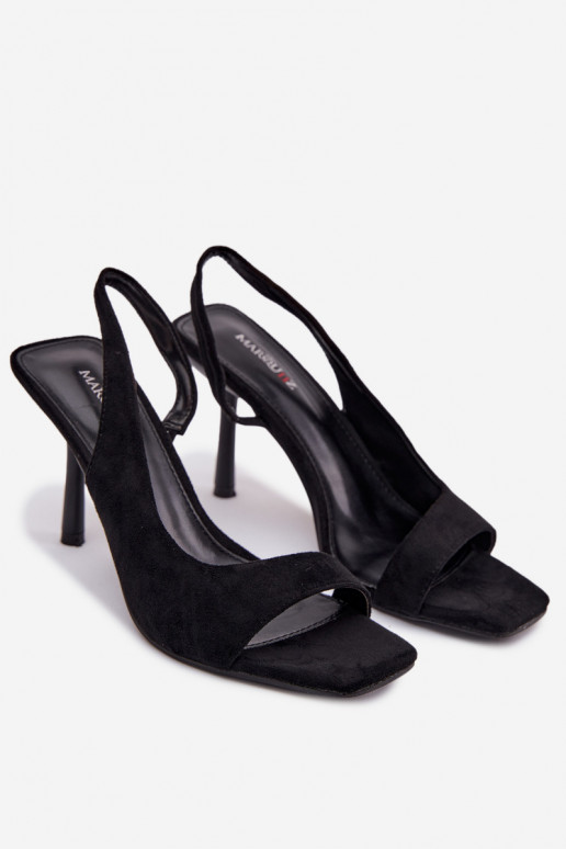 Women's High Heel Sandals Made of Eco Suede Black Calvoria