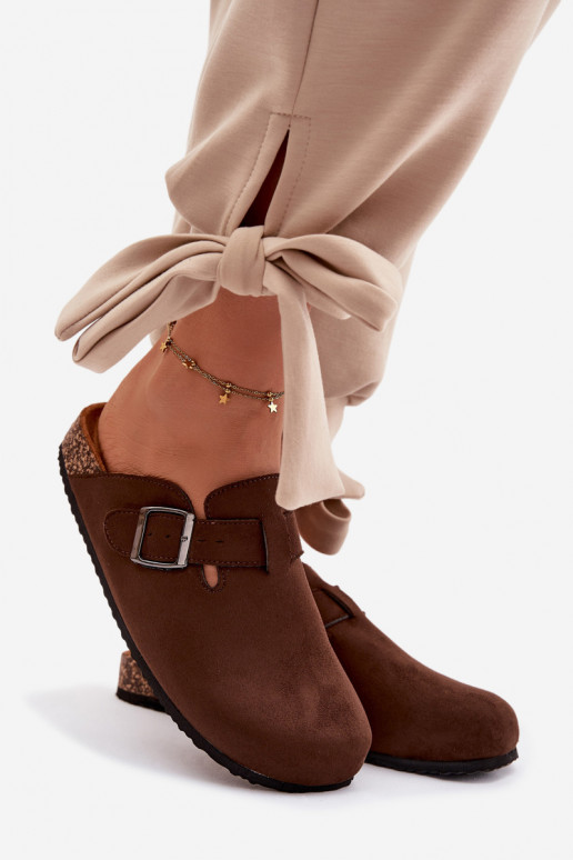 Women's Chodaki Slides With Buckle Chocolate Delirisse