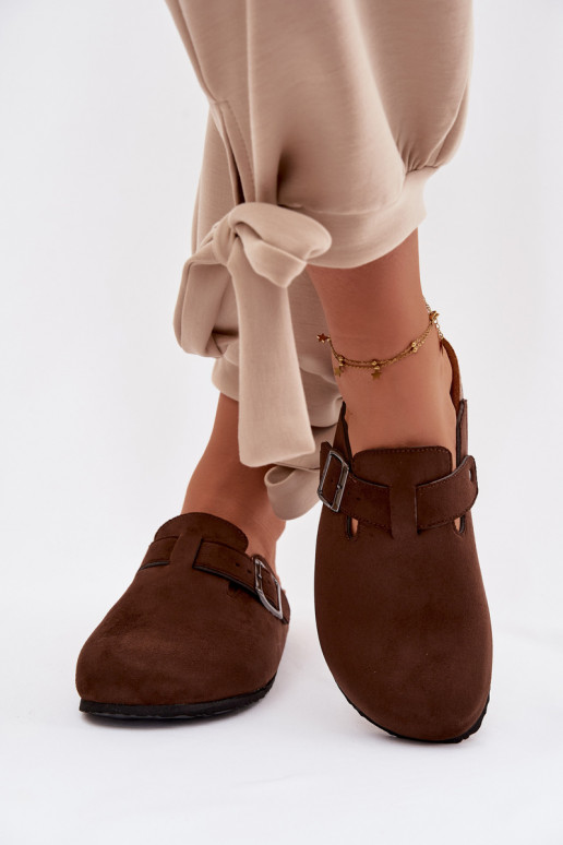 Women's Chodaki Slides With Buckle Chocolate Delirisse
