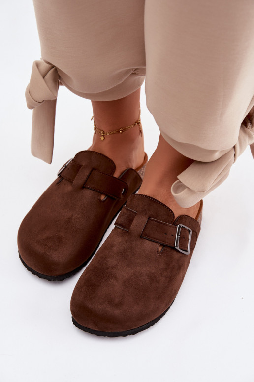 Women's Chodaki Slides With Buckle Chocolate Delirisse