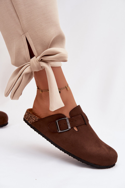 Women's Chodaki Slides With Buckle Chocolate Delirisse