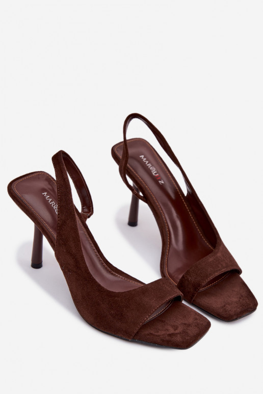 Women's High Heel Sandals Made of Eco Suede Chocolate Calvoria
