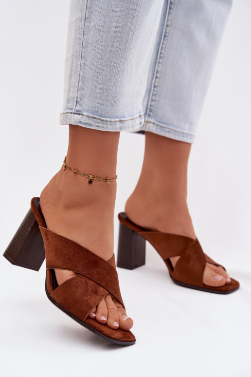 Women's Block Heel Brown Sandals Denessa