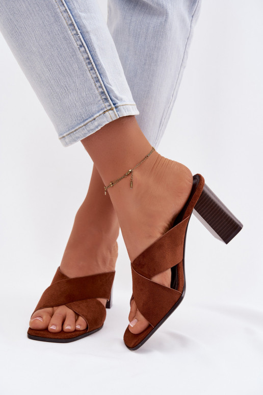 Women's Block Heel Brown Sandals Denessa