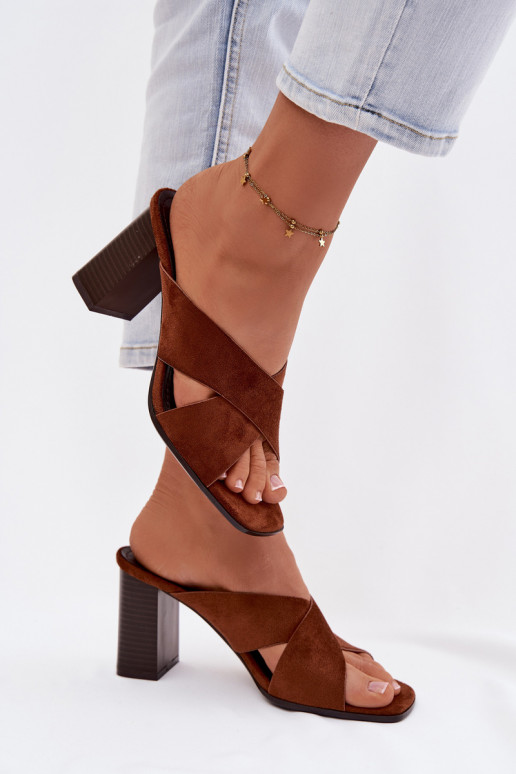 Women's Block Heel Brown Sandals Denessa