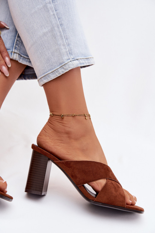 Women's Block Heel Brown Sandals Denessa