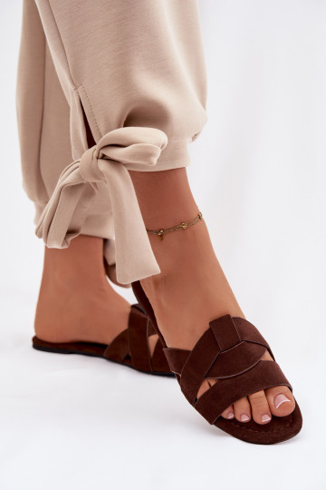 Women's Flat Strappy Chocolate Pavelle Slides 2