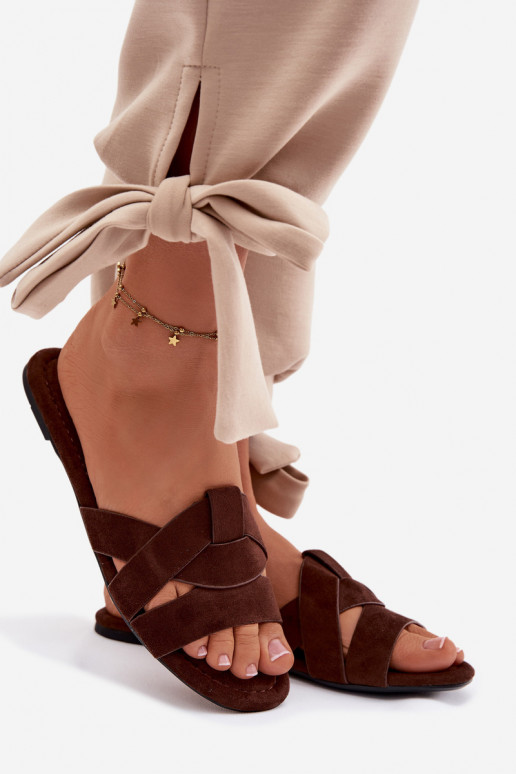 Women's Flat Strappy Chocolate Pavelle Slides