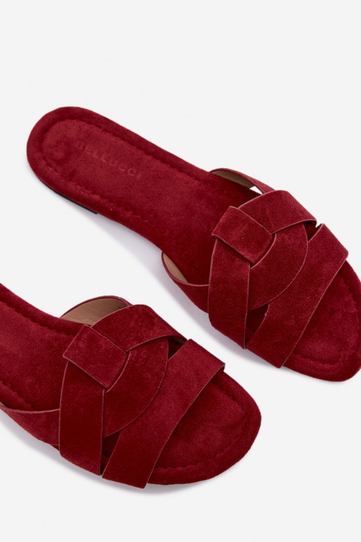 Płaskie Klapki DamskiewithPaskami Bordowe Pavelle