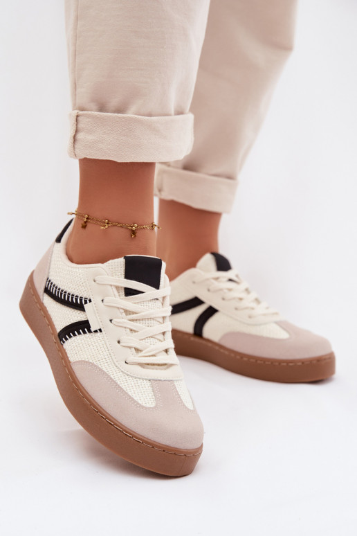 Niskie Sneakersy Damskie Biało-Czarne Denelisse