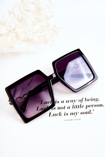 Large Square Sunglasses V130043 Black 2