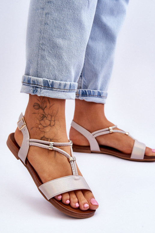 Women's Flat Sandals S.Barski KV-541-120 Gold