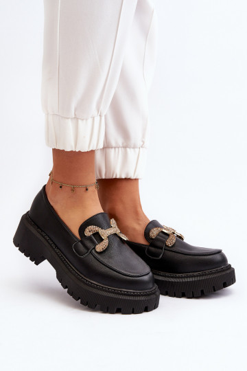 Black Women's Loafers with Decoration Gargi 2