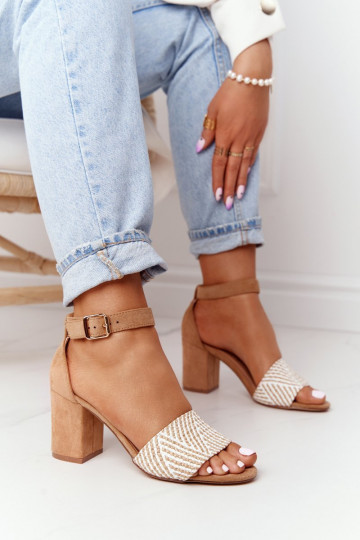 Sandals With Braided Upper On A Bar Light Brown Honeymoon