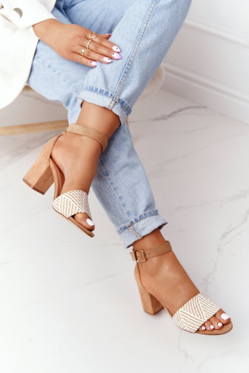 Sandals With Braided Upper On A Bar Light Brown Honeymoon 2