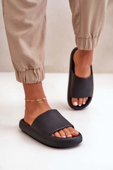 Women's Lightweight Foam Slippers On Thick Sole Black Querceria 2