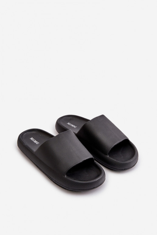 Damskie Lekkie Piankowe Klapki Na Grubej Podeszwie Czarne Querceria