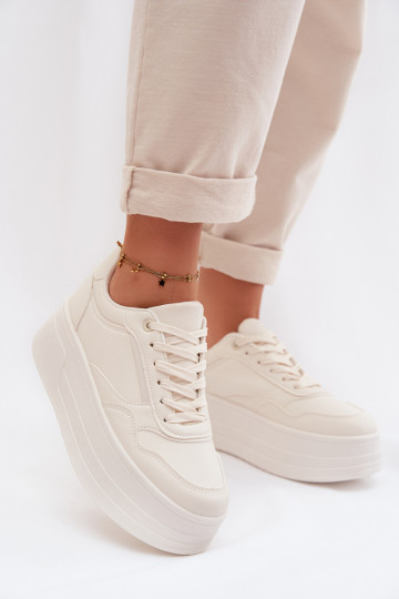 Women's Sneakers With Chunky Platform Light Beige Feressa
