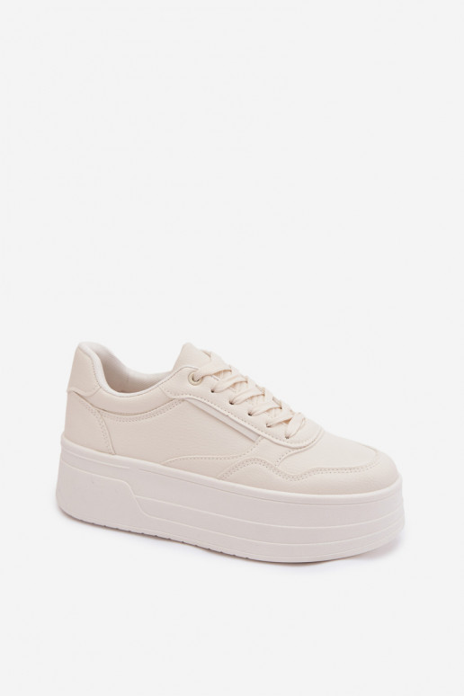 Women's Sneakers With Chunky Platform Light Beige Feressa