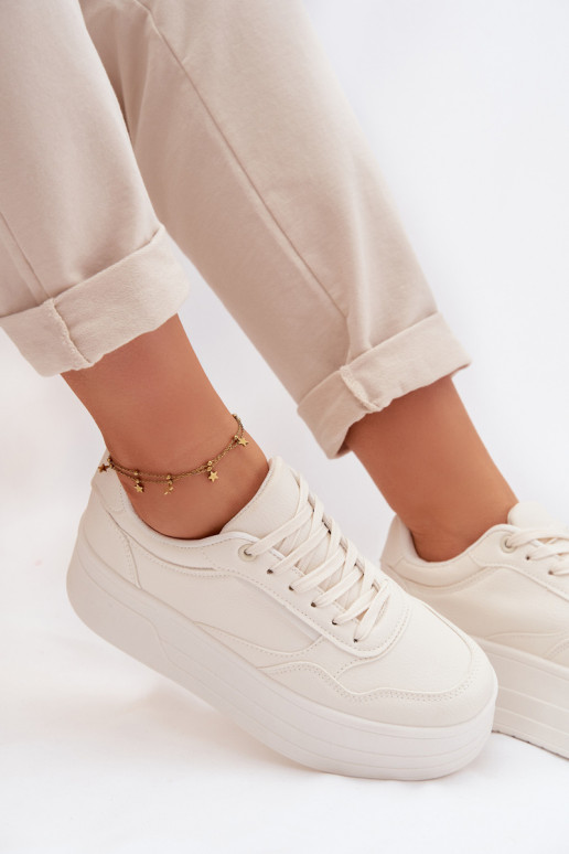 Women's Sneakers With Chunky Platform Light Beige Feressa