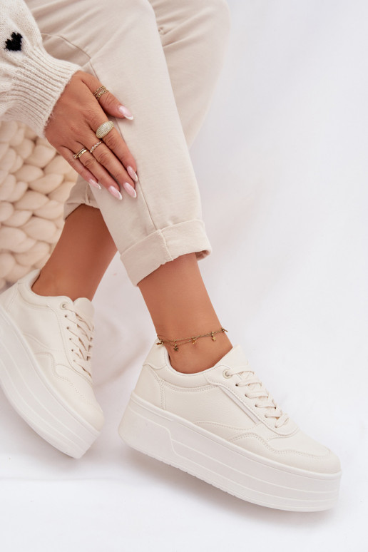 Women's Sneakers With Chunky Platform Light Beige Feressa